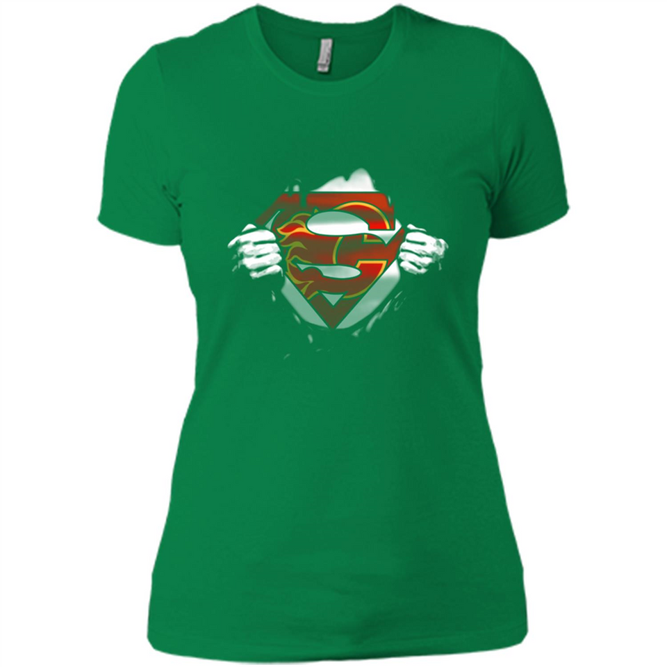 Calgary Flames And Superman Fans - Ladies' Boyfriend T-Shirt