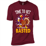 Time To Get Basted Funny Turkey Beer Thanksgiving - Premium Short Sleeve T-Shirt