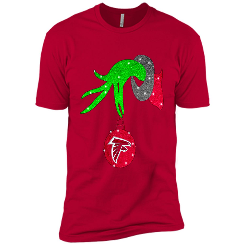 GRINCH HAND HOLDING ATLANTA FALCONS GLITTER CHRISTMAS PINGPONG