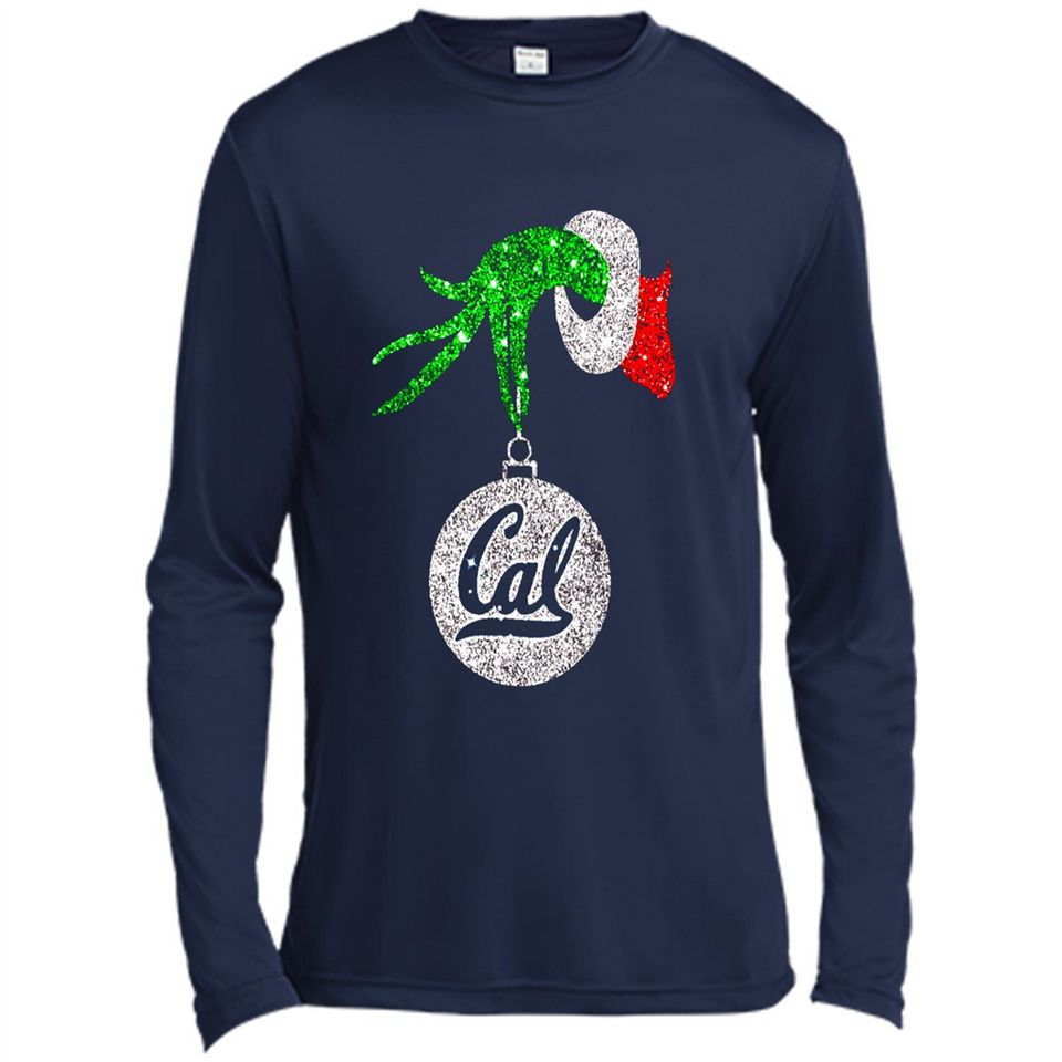 Amazing California Golden Bears Glitter Grinch Monogram Ornament Christmas Gift - Canvas Long Sleeve T-Shirt