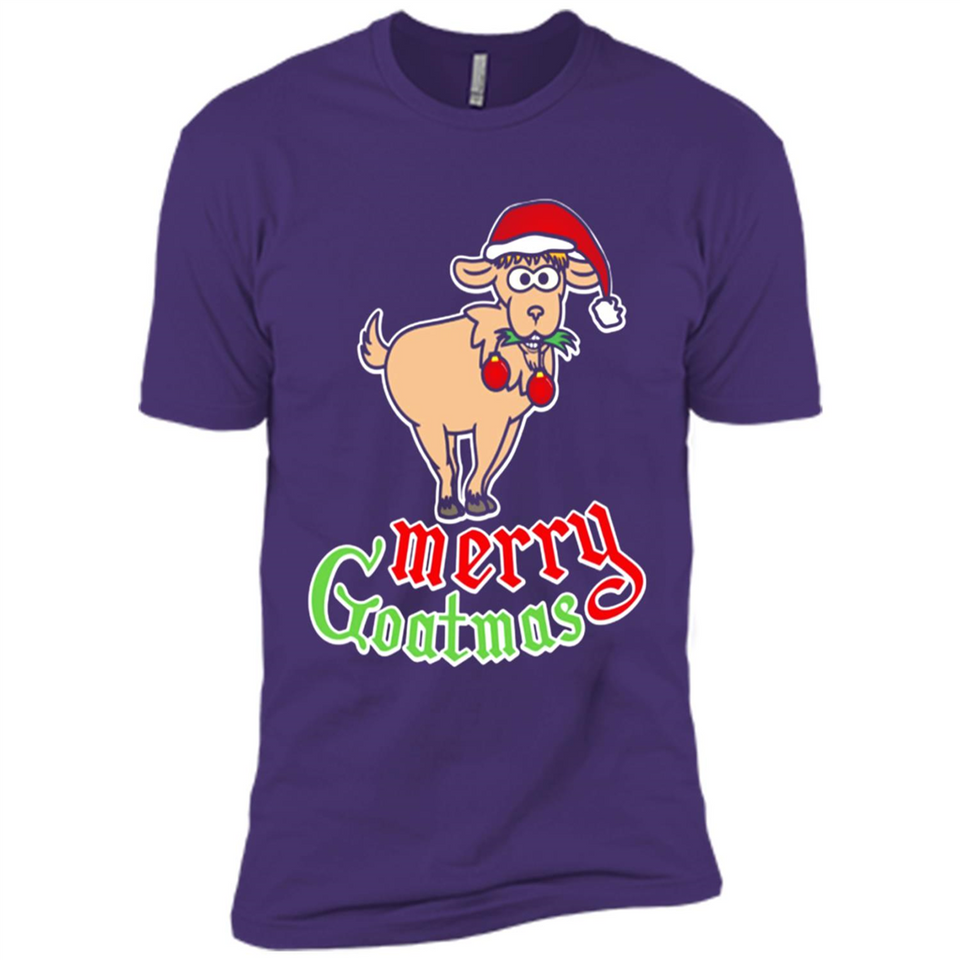 Christmas Merry Goatmas Goat Shirt Santa Hat - Premium Short Sleeve T-Shirt
