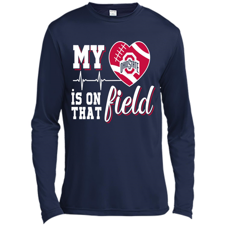 Ohio State Buckeyes Football My Heart is on that Field - Canvas Long Sleeve T-Shirt