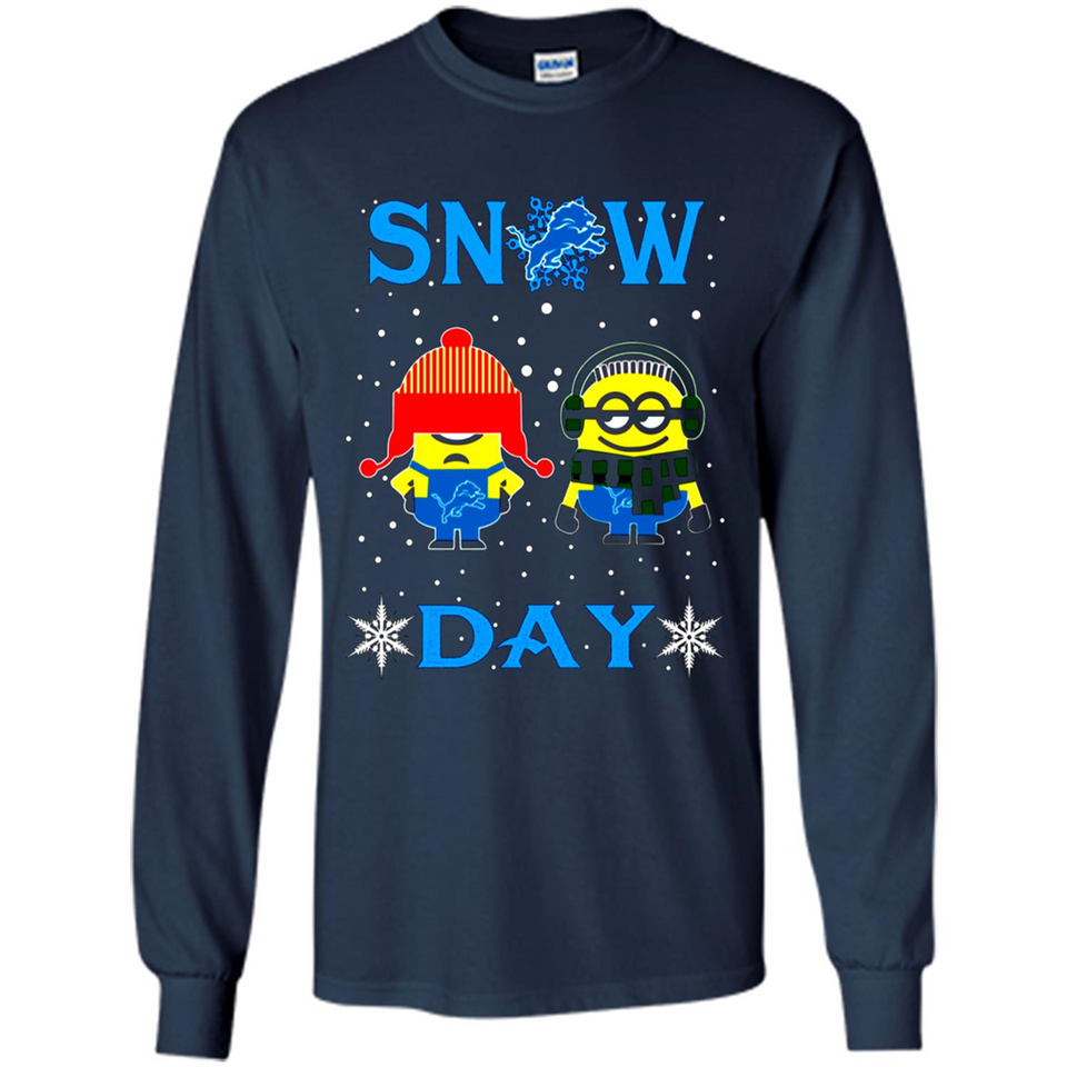 Snow Day Shirt For Detroit Lions Vs Minion Fans pingpong