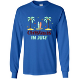 Christmas In July Shirt Surfing Palm Trees Surfboard - Long Sleeve T-Shirt