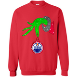 GRINCH HAND HOLDING EDMONTON OILERS GLITTER CHRISTMAS PINGPONG
