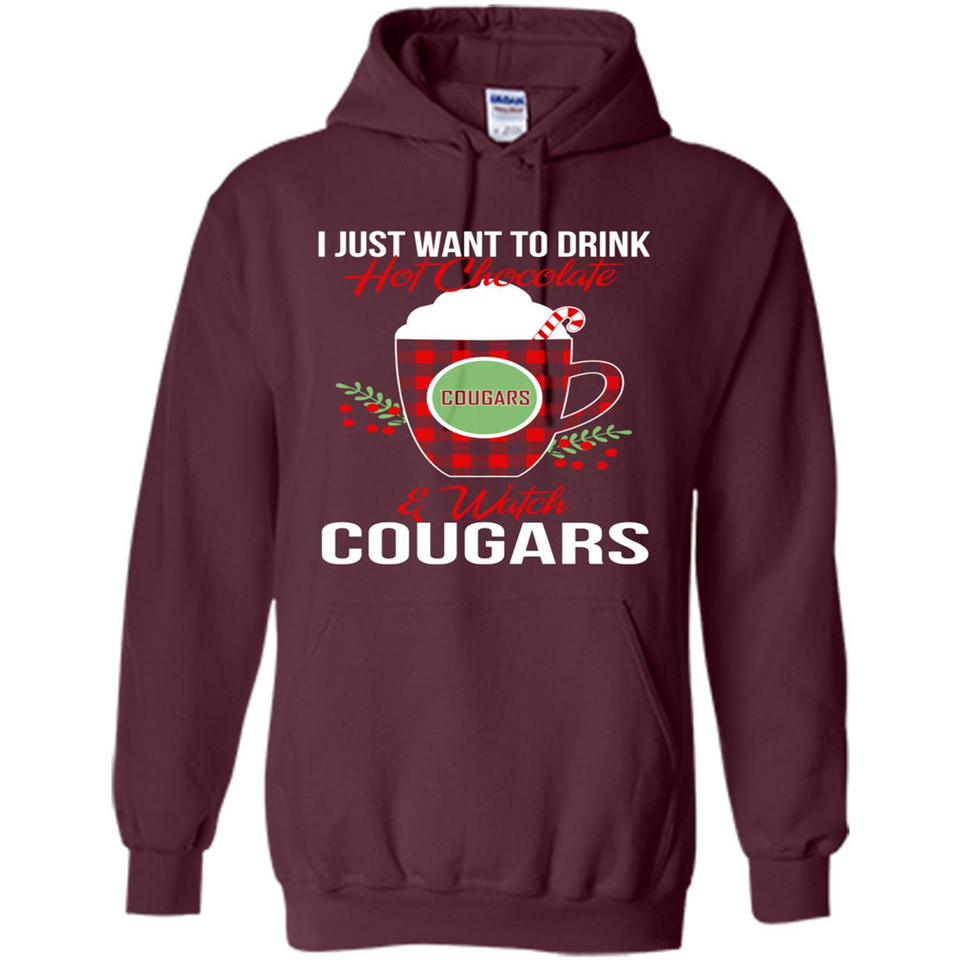 I Just Want To Drink Hot Chocolate & Watch Washington State Cougars Ugly Christmas Sweater PINGPONG