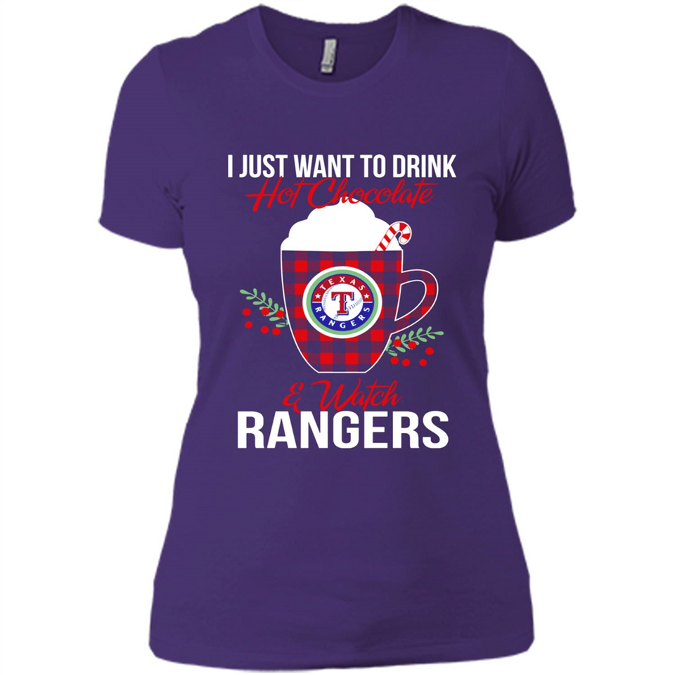 I Just Want To Drink Hot Chocolate & Watch Texas Rangers Ugly Christmas Sweater PINGPONG