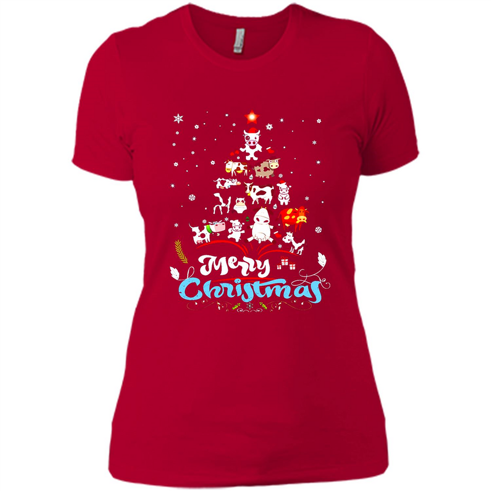 Christmas Ugly Sweater Animal Tree Pine Merry Christmas - Ladies' Boyfriend T-Shirt