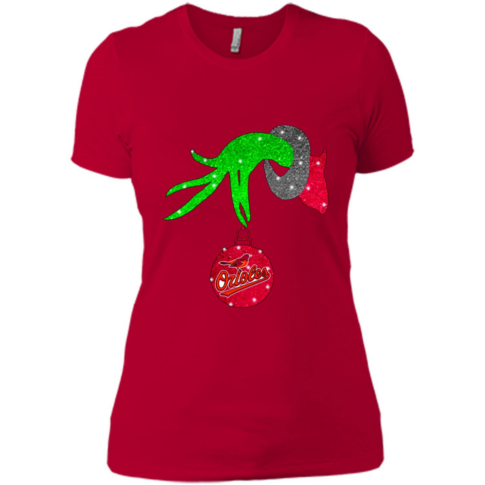 GRINCH HAND HOLDING BALTIMORE ORIOLES GLITTER CHRISTMAS PINGPONG