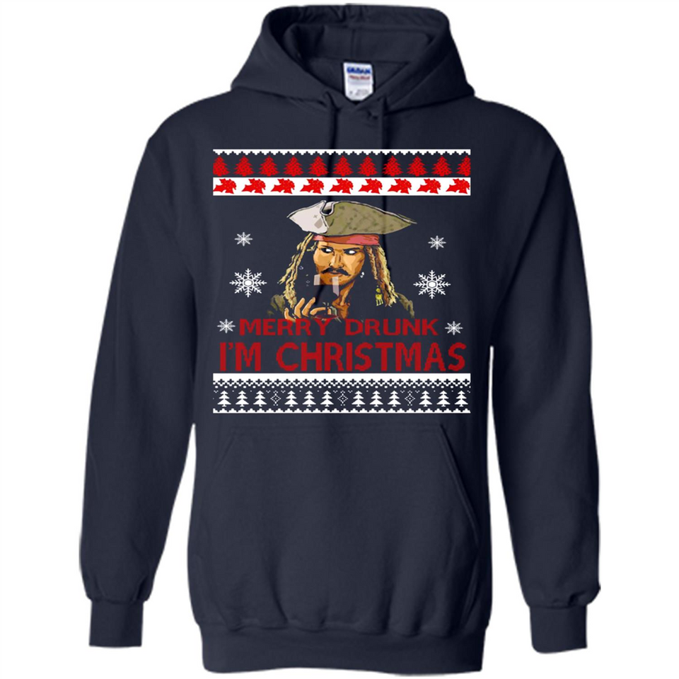 Jack sparrow Merry Drunk I'm Christmas - Hoodie