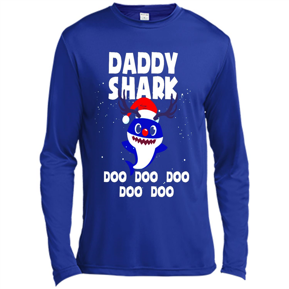 Daddy Shark Costume Reindeer Funny Christmas T-Shirt - Canvas Long Sleeve T-Shirt
