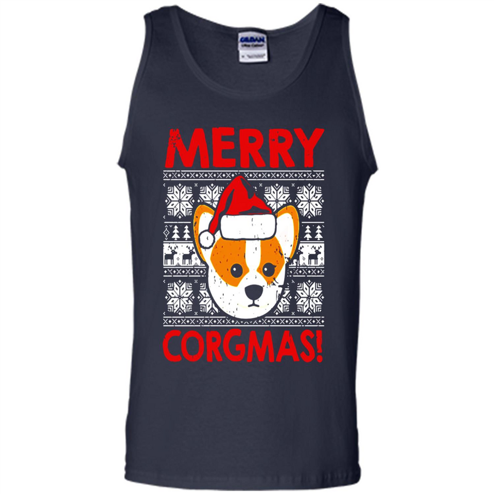 Funny Christmas Santa Corgi Dog Merry Corgmas - Tank Top