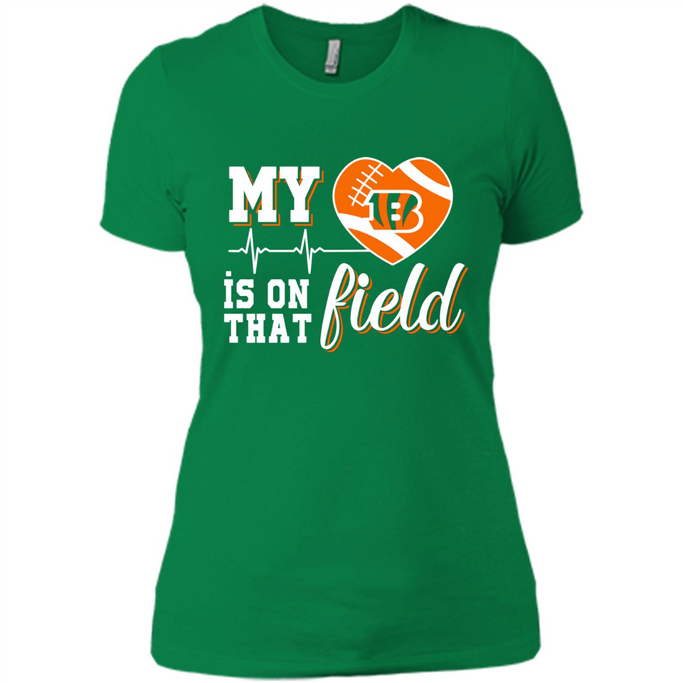 Cincinnati Bengals Football My Heart is on that Field - Ladies' Boyfriend T-Shirt