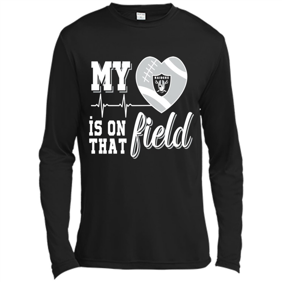 Oakland Raiders Football My Heart is on that Field - Canvas Long Sleeve T-Shirt