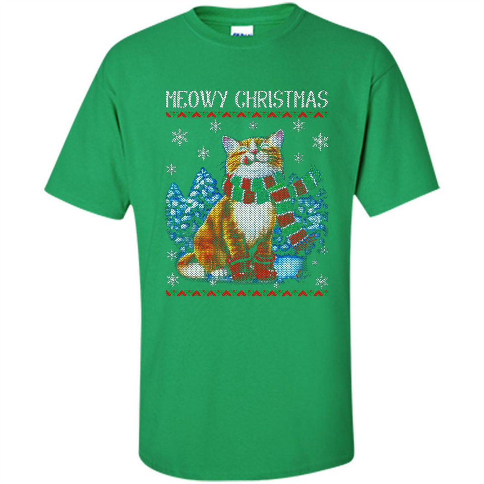 Christmas Ugly Sweater Cat With Christmas Meowy Chritstmas - Shirt