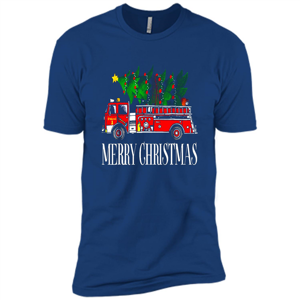 Firetruck Santa Sleigh Merry Christmas Firefighter - Premium Short Sleeve T-Shirt
