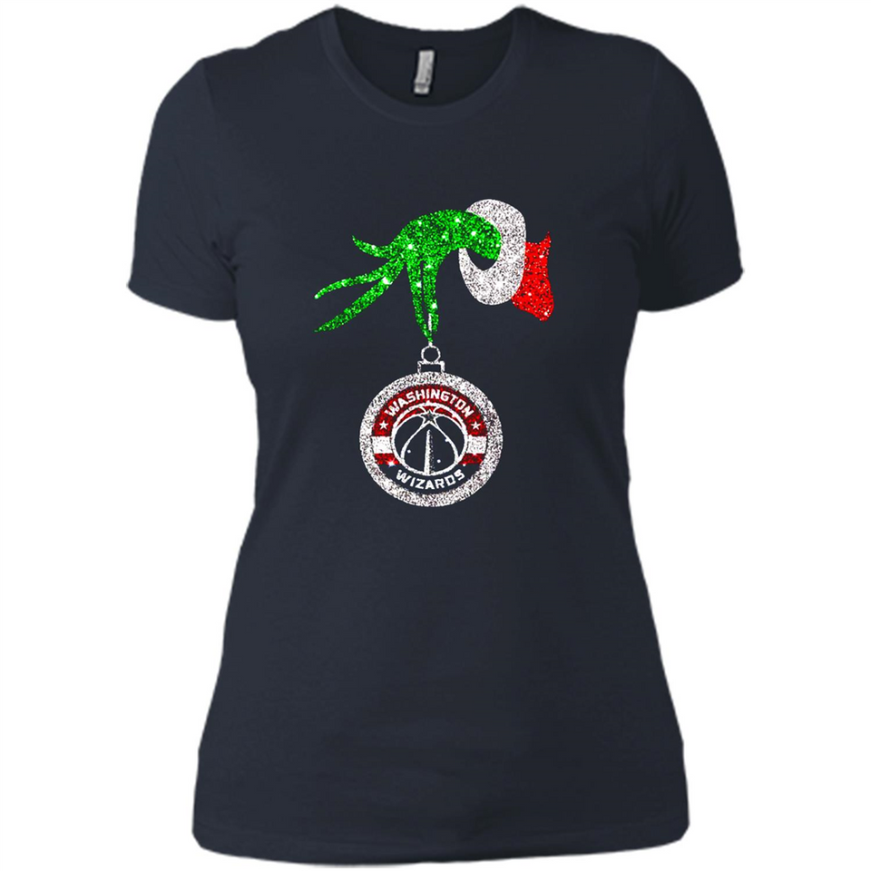 Funny Washington Wizards Glitter Grinch Monogram Ornament Christmas - Ladies' Boyfriend T-Shirt