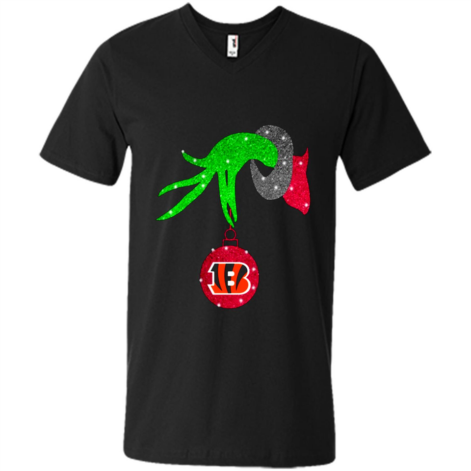 GRINCH HAND HOLDING CINCINNATI BENGALS GLITTER CHRISTMAS PINGPONG