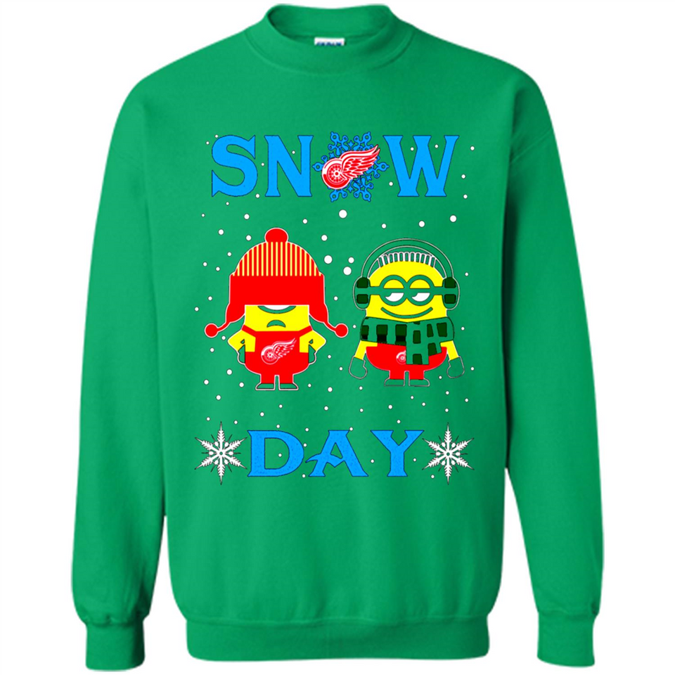 Snow Day Shirt For Detroit Red Wings Vs Minion Fans pingpong
