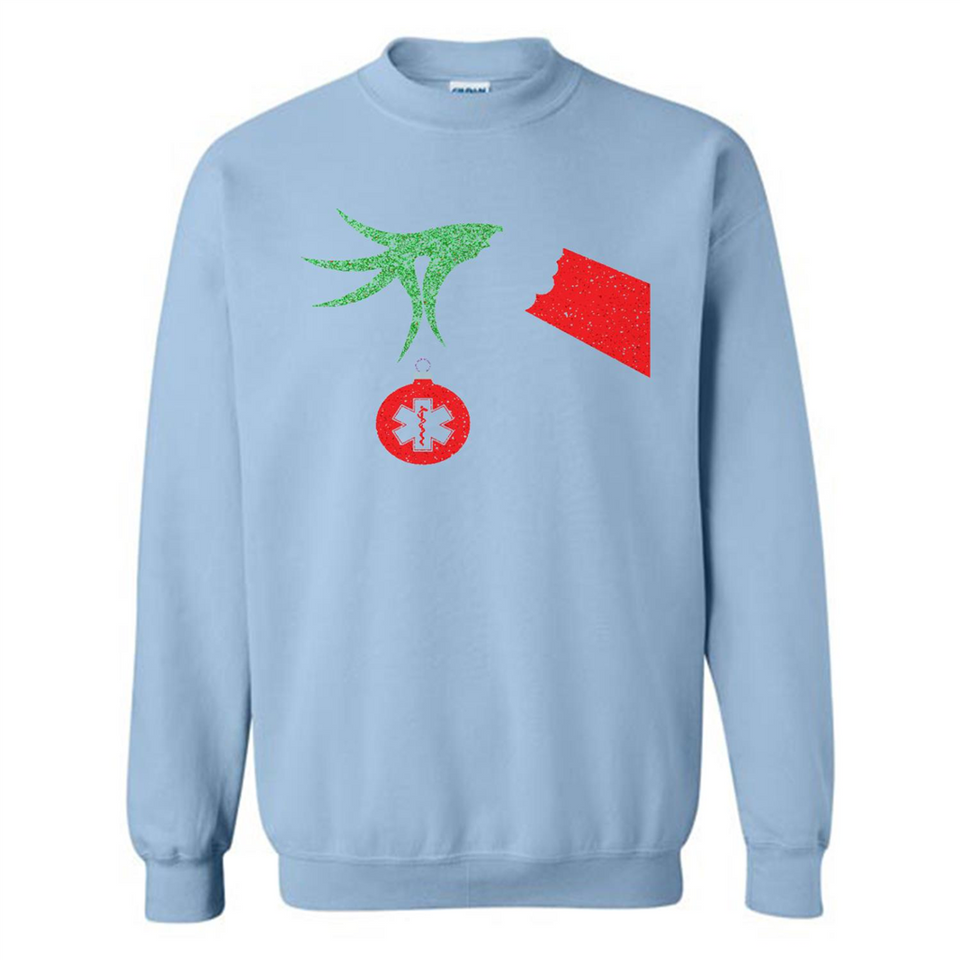 Funny Grinch Hand holding Doctor ornament Christmas Sporty T-Shirt - Sweatshirt