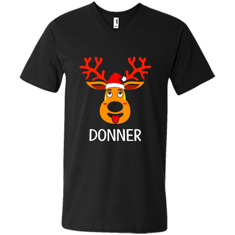 Donner Reindeer Santa Claus Funny Xmas Holiday T-Shirt - Men's V-Neck