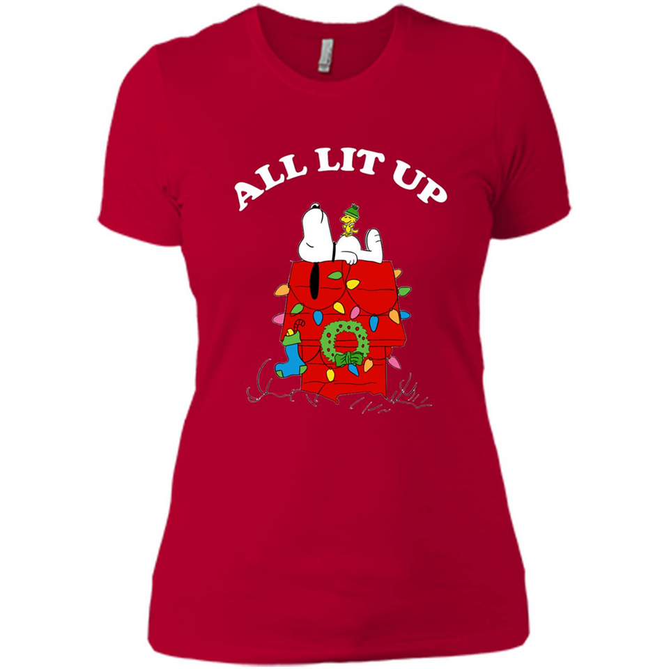 Peanuts By Schulz Snoopy Young Men_s Christmas SweatShirt - Ladies' Boyfriend T-Shirt
