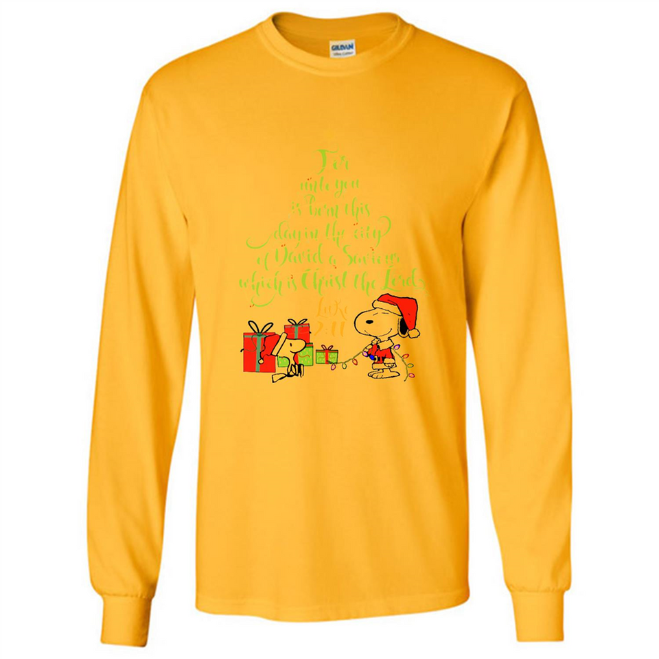 Snoopy Merry Christmas with Christmas tree T-Shirt - Long Sleeve T-Shirt