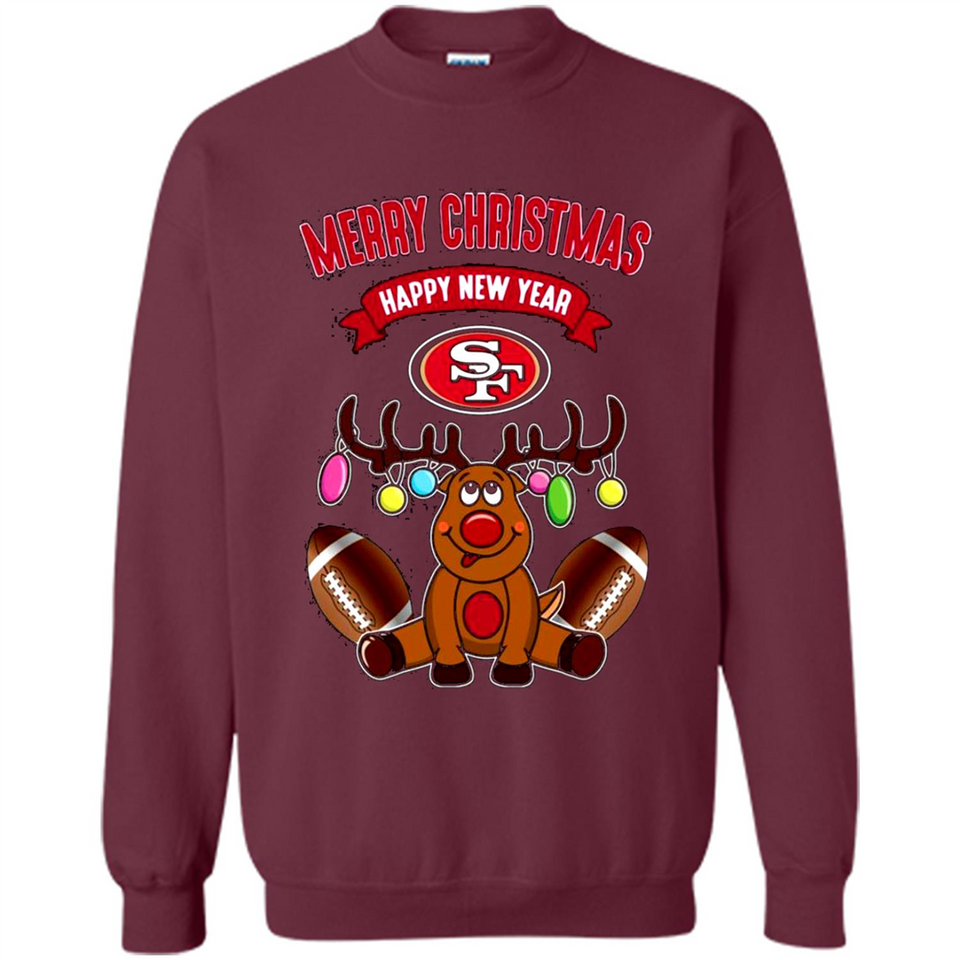 San Francisco 49ers NFL Reindeer Funny Merry Christmas And Happy New Year