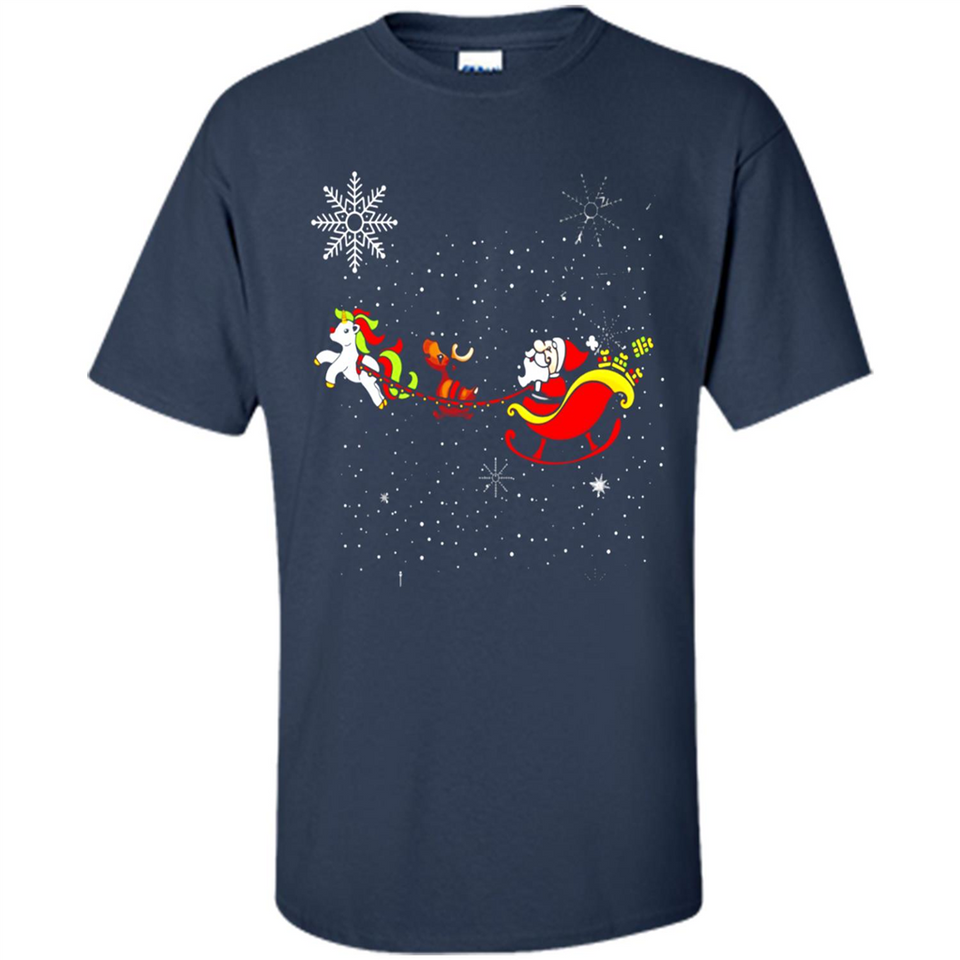 Christmas Unicorn Rudolph and Santa - Shirt