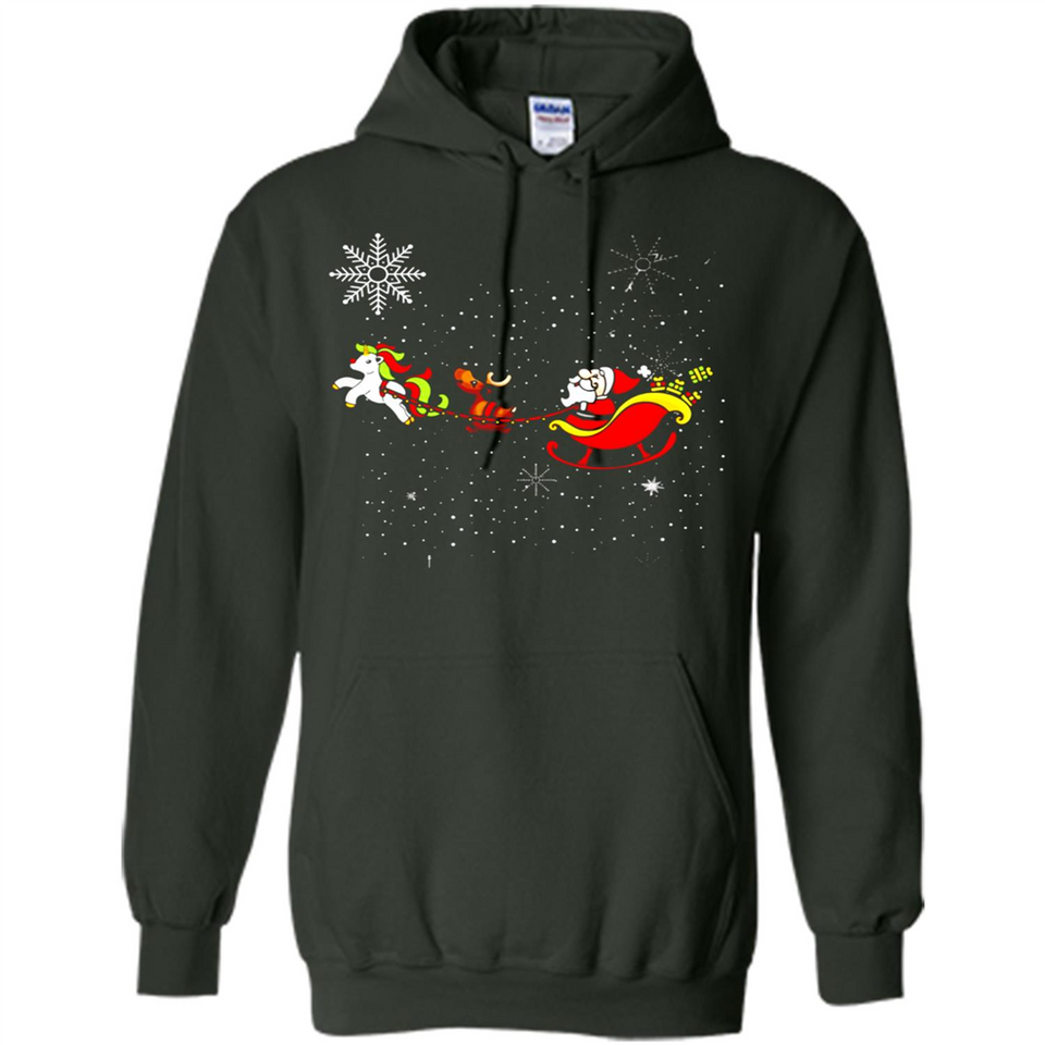 Christmas Unicorn Rudolph and Santa - Hoodie