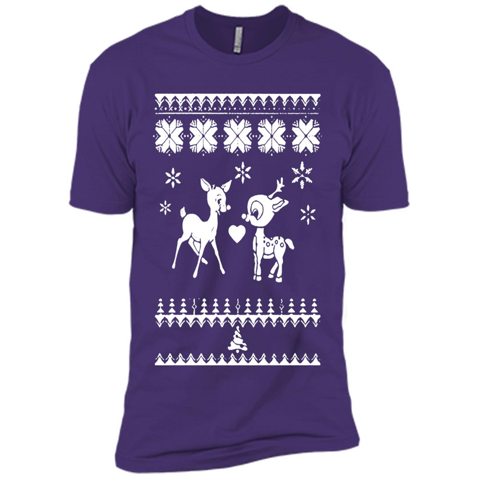 Rudolph and Clarice Ugly Christmas Sweater - Premium Short Sleeve T-Shirt