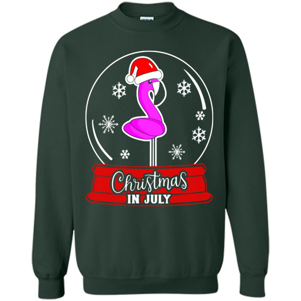 Christmas In July Flamingo Snow Globe Santa Hat - Sweatshirt