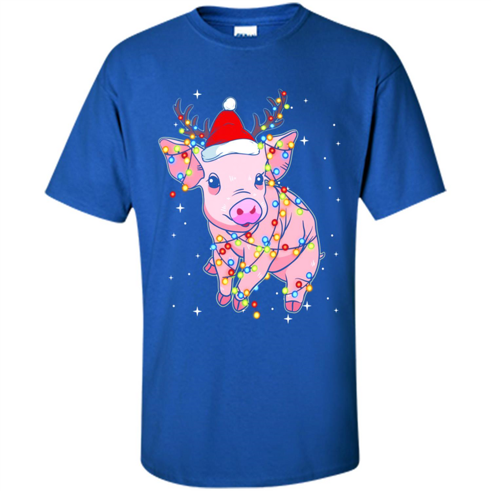 Christmas Lights Pig Wearing Santa Hat Funny Xmas - Shirt