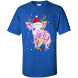 Christmas Lights Pig Wearing Santa Hat Funny Xmas - Shirt