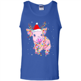 Christmas Lights Pig Wearing Santa Hat Funny Xmas - Tank Top