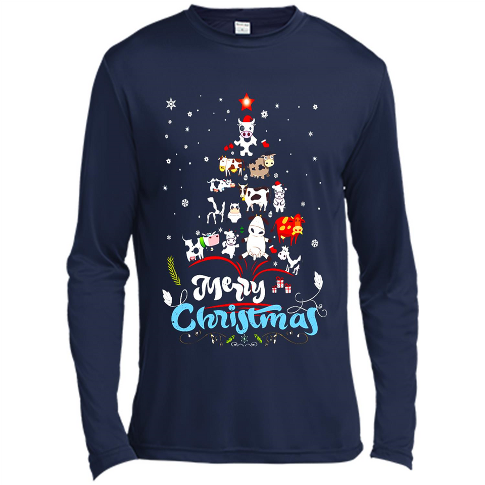Christmas Ugly Sweater Animal Tree Pine Merry Christmas - Canvas Long Sleeve T-Shirt