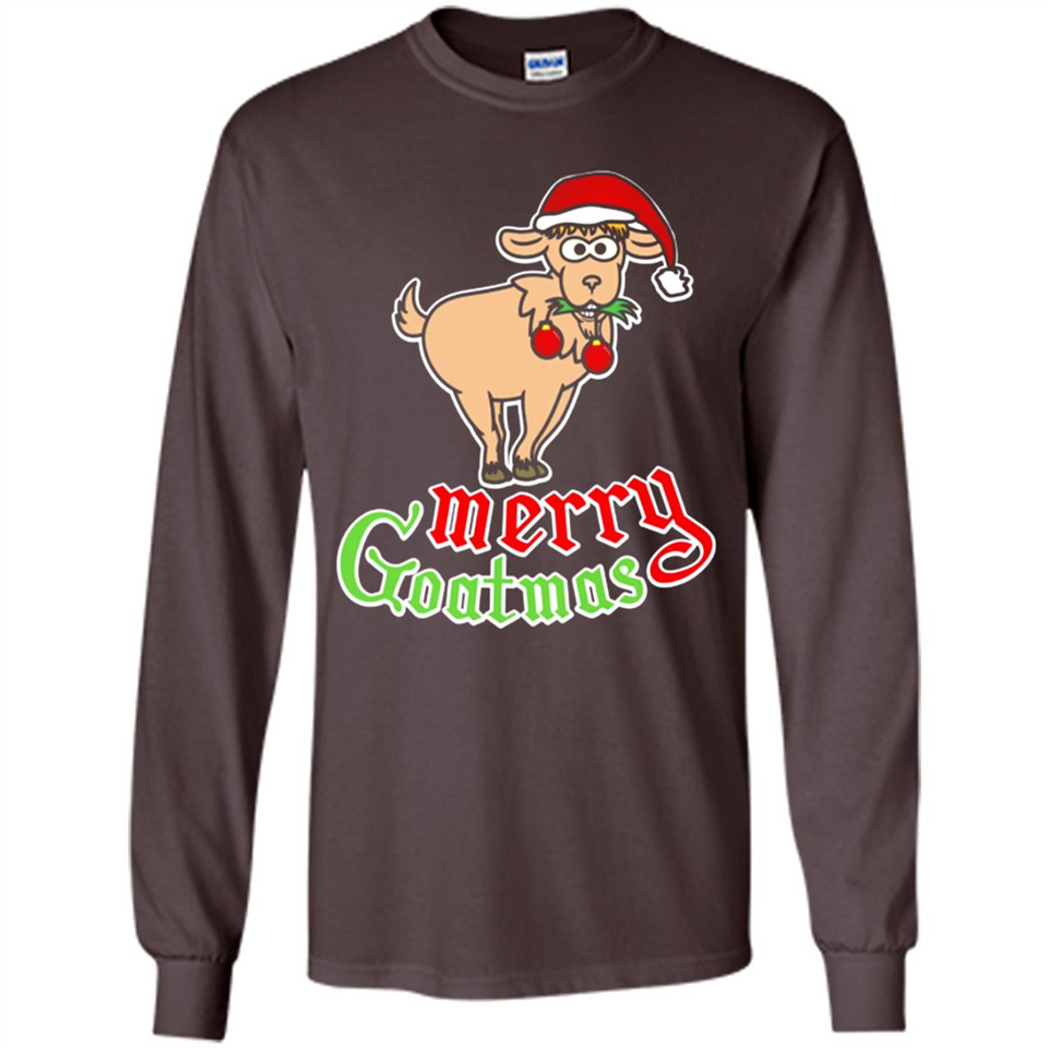Christmas Merry Goatmas Goat Shirt Santa Hat - Long Sleeve T-Shirt