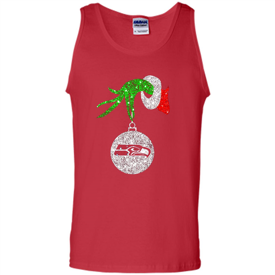 Funny Seattle Seahawks Glitter Grinch Monogram Ornament Christmas Gift - Tank Top