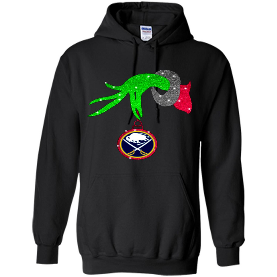 GRINCH HAND HOLDING BUFFALO SABRES GLITTER CHRISTMAS PINGPONG