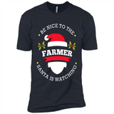 Be Nice to Farmer Santa Watching Christmas 1 - Premium Short Sleeve T-Shirt
