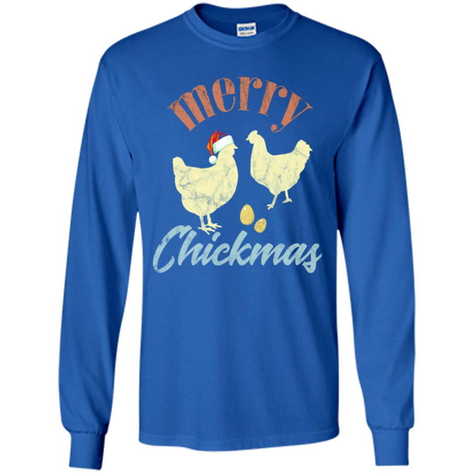 Christmas Chicken Vintage Shirt Funny Santa Hen Farmer Lover - Long Sleeve T-Shirt