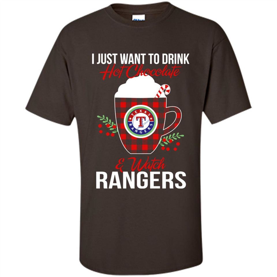 I Just Want To Drink Hot Chocolate & Watch Texas Rangers Ugly Christmas Sweater PINGPONG