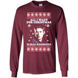 All I want for Christmas is Dean Winchester sweater - Long Sleeve T-Shirt