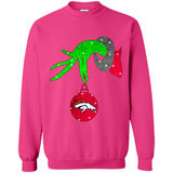 GRINCH HAND HOLDING DENVER BRONCOS GLITTER CHRISTMAS PINGPONG