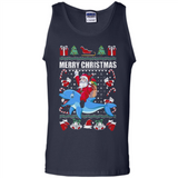 Ugly Christmas Santa Riding Dolphin - Tank Top