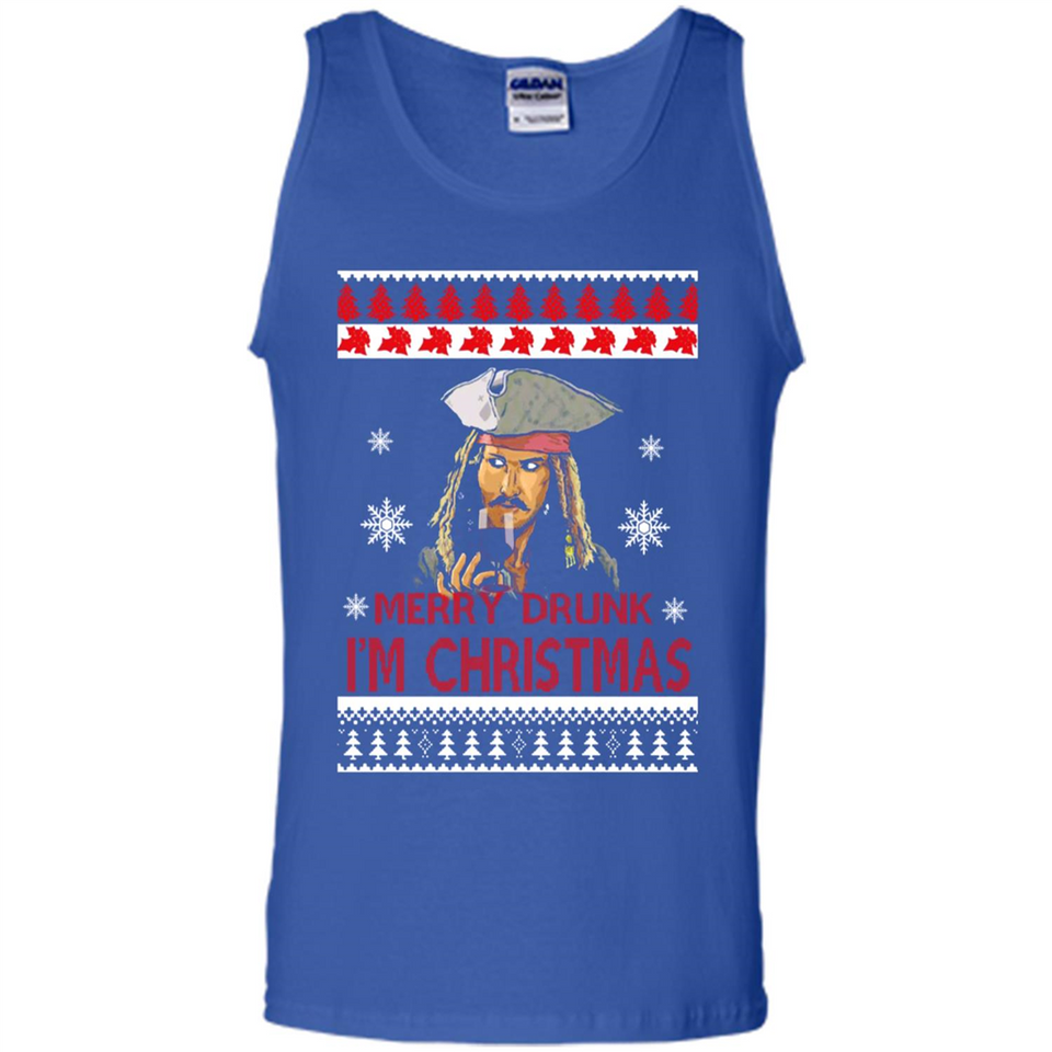 Jack sparrow Merry Drunk I'm Christmas - Tank Top
