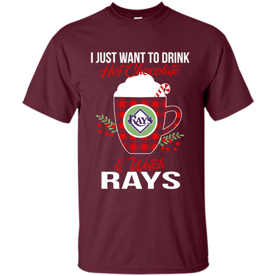 I Just Want To Drink Hot Chocolate & Watch Tampa Bay Rays Ugly Christmas Sweater PINGPONG
