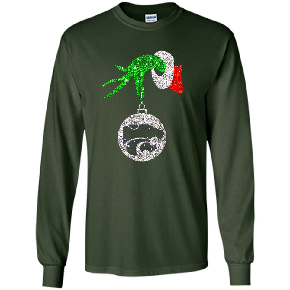 Amazing Kansas State Wildcats Glitter Grinch Monogram Ornament Christmas Gift - Long Sleeve T-Shirt