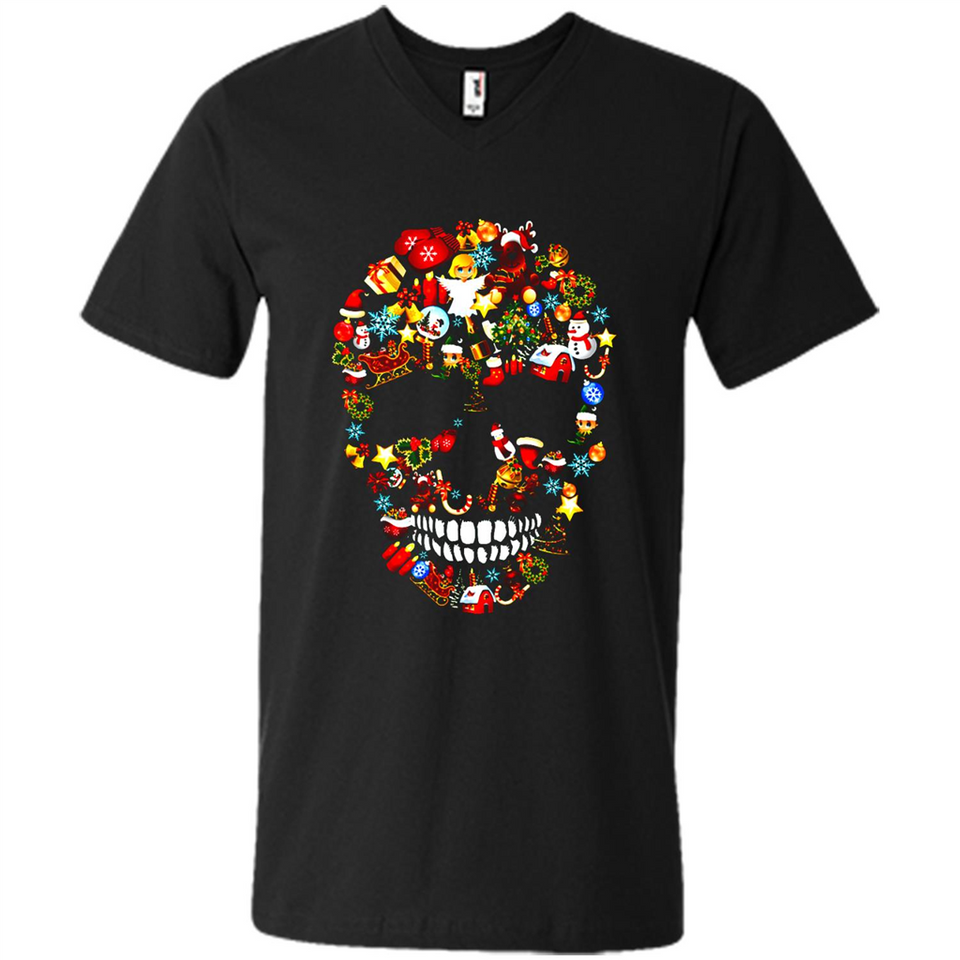 Skull Christmas Decorations Merry Xmas T-Shirt - Men's V-Neck