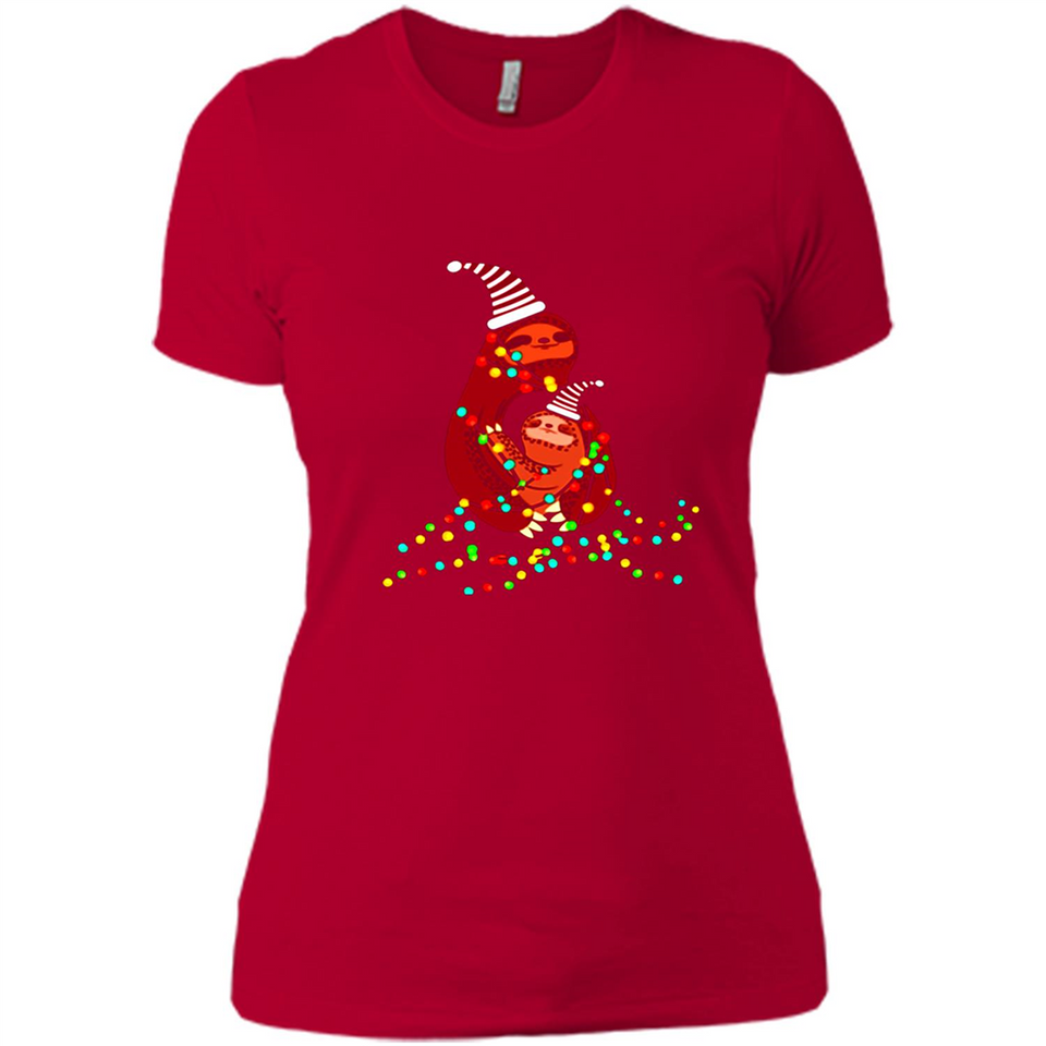 Christmas Lights Sloth Long Sleeve Santa Sloth - Ladies' Boyfriend T-Shirt